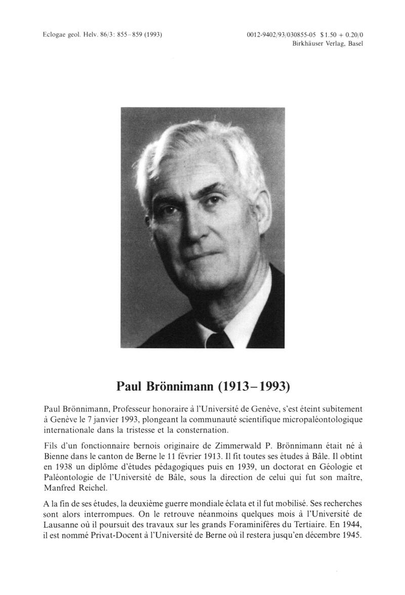 E-Periodica - Paul Brönnimann (1913-1993)