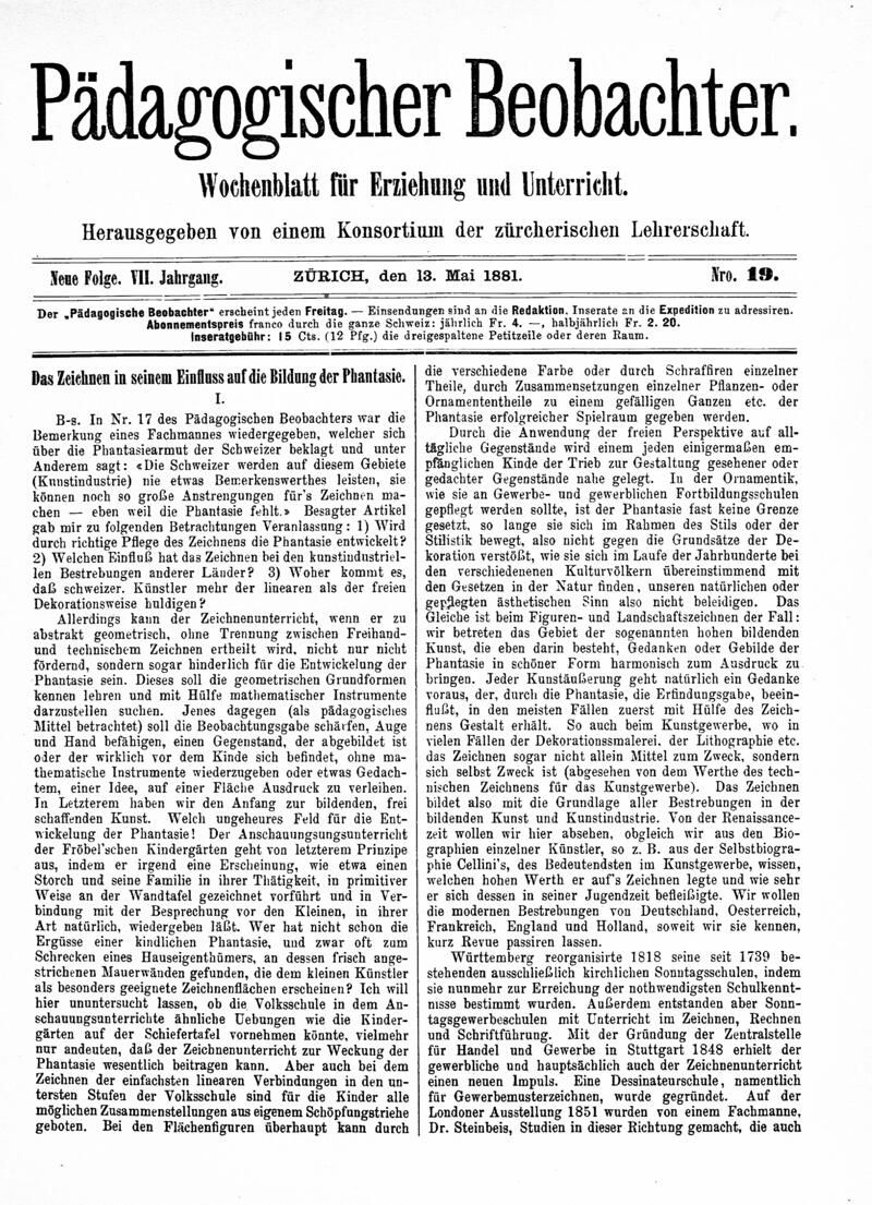 E-Periodica - Das Zeichnen in seinem Einfluss auf die BIldung der