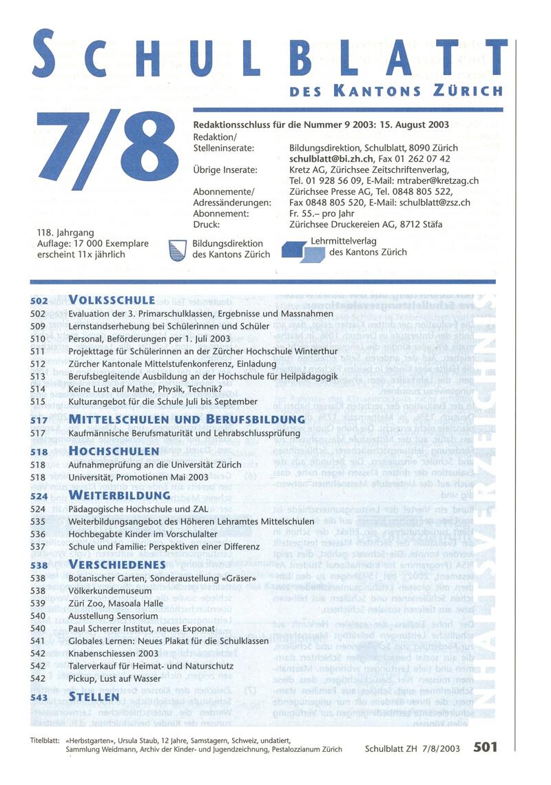 Buchumschlag - Heft 7-8