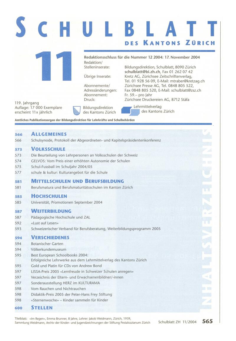 Buchumschlag - Heft 11
